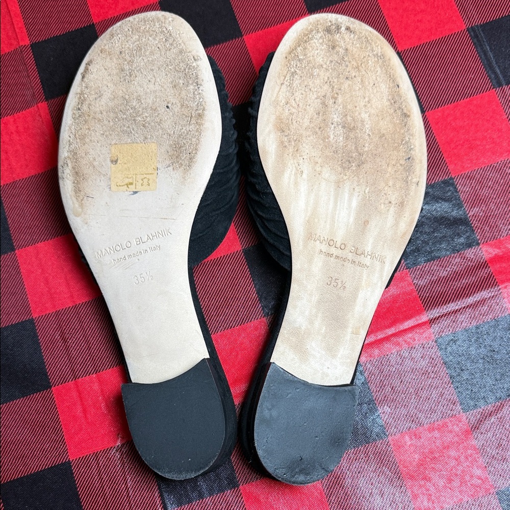 Manolo Blahnik Black Ruched Mules - Picture 3 of 4